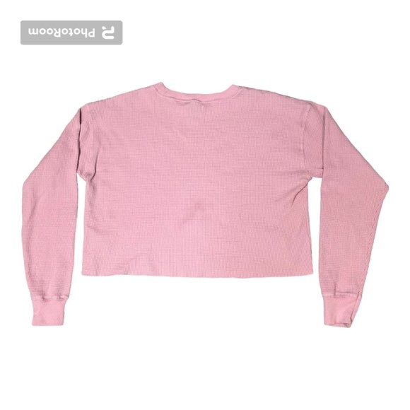 Aritzia TNA boxy hip length pink thermal top, SIZE SMALL - Picture 3 of 3